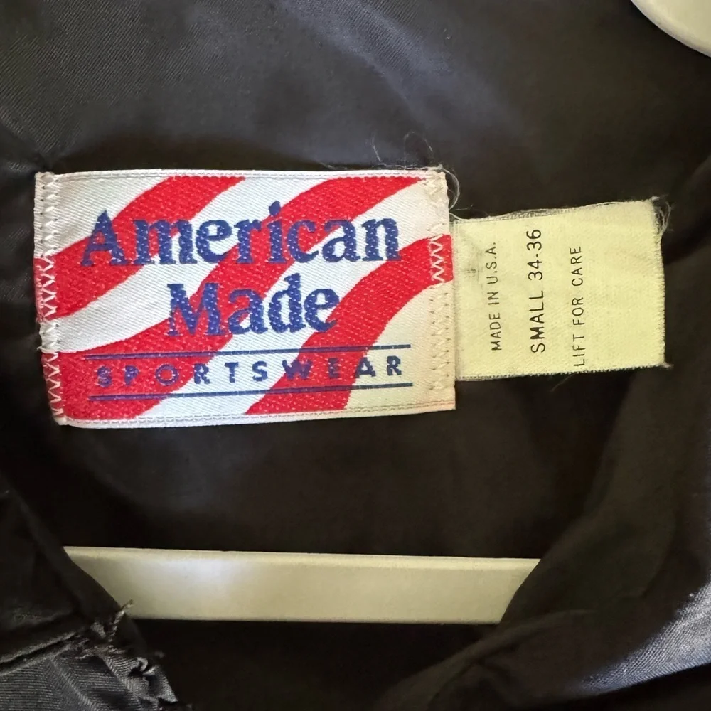 American Made Sportswear Black Bomber Jacket Small USA Made